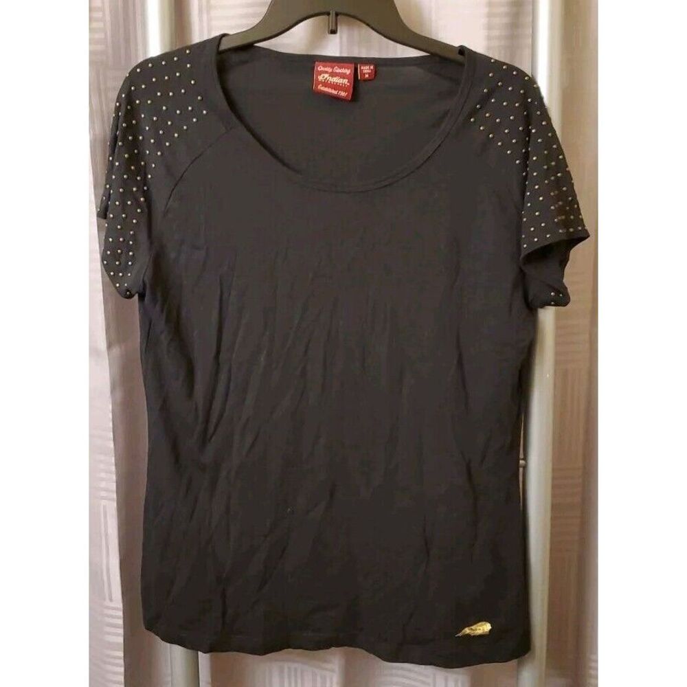 Womens Indian Motorcyle Black Short Sleeve TShirt, M